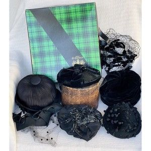 ✨ INCREDIBLE VINTAGE CUSTOM-MADE Women’s Hats & Hat Box c. 1900s-1930s | Black ✨